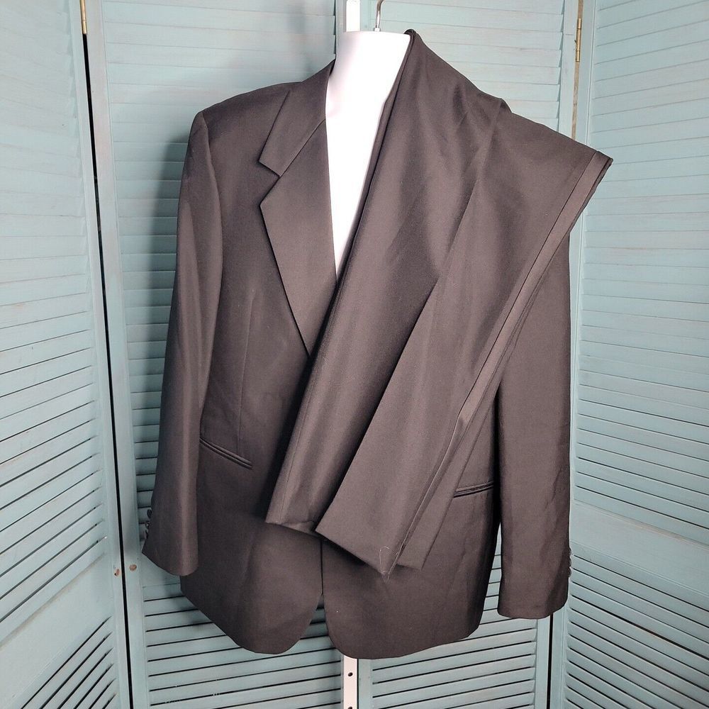 Jeffrey Banks 1 Button Pant Suit ~  Sz 44L ~ 38W 31.5L ~ Black